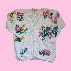 Vintage 90s Adrienne Vitadinni floral sweater